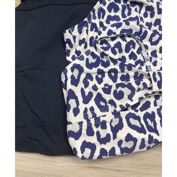 Splendid Girls sz 12 One Piece Swimsuit Navy Blue Leopard Beige Cream 52537 - Picture 7 of 14